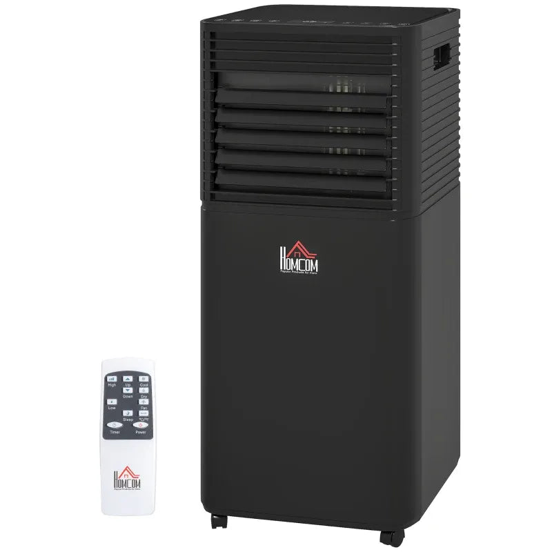 HOMCOM Climatiseur mobile 7000 BTU avec télécommande, minuterie 24H, jusqu'à 26 m², classe énergétique A, noir