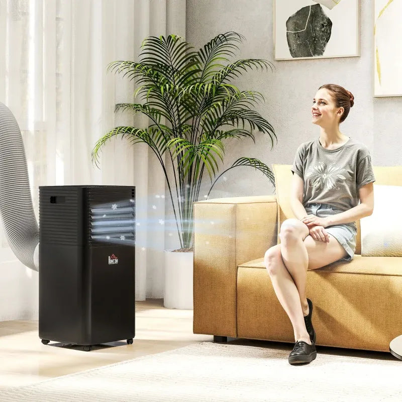 HOMCOM Climatiseur mobile 7000 BTU avec télécommande, minuterie 24H, jusqu'à 26 m², classe énergétique A, noir