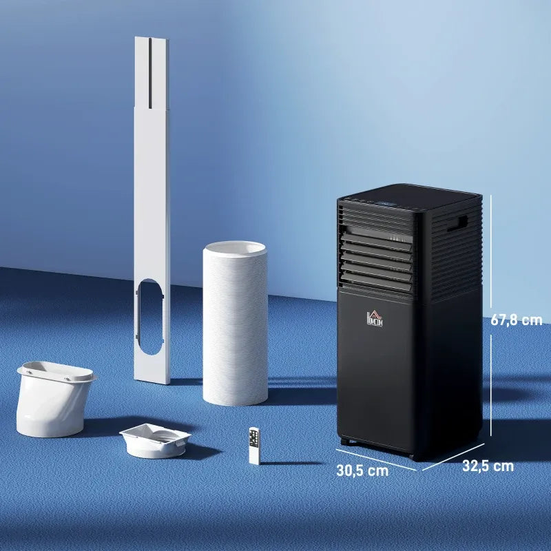 HOMCOM Climatiseur mobile 7000 BTU avec télécommande, minuterie 24H, jusqu'à 26 m², classe énergétique A, noir