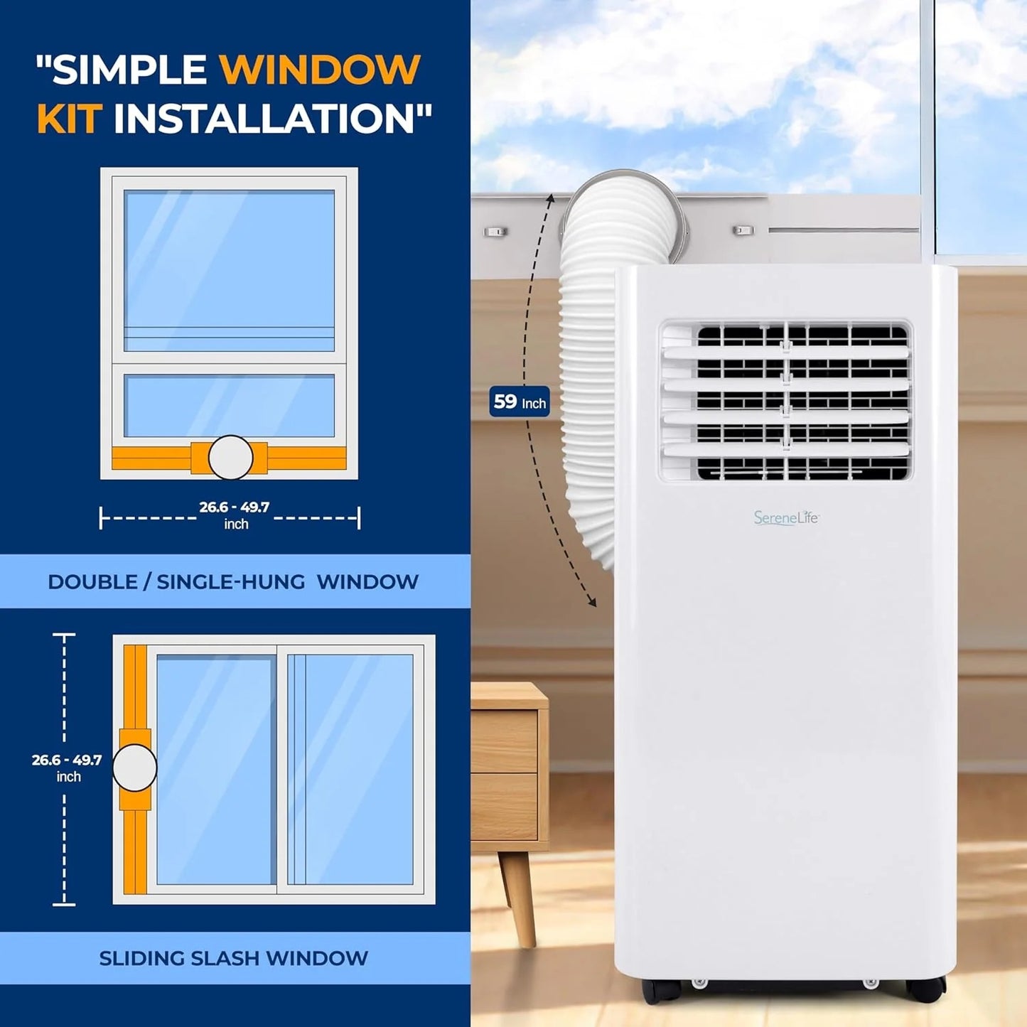 Portable Air Conditioner 10000 BTU with Dehumidifier, WiFi App Control, Remote, Window Kit