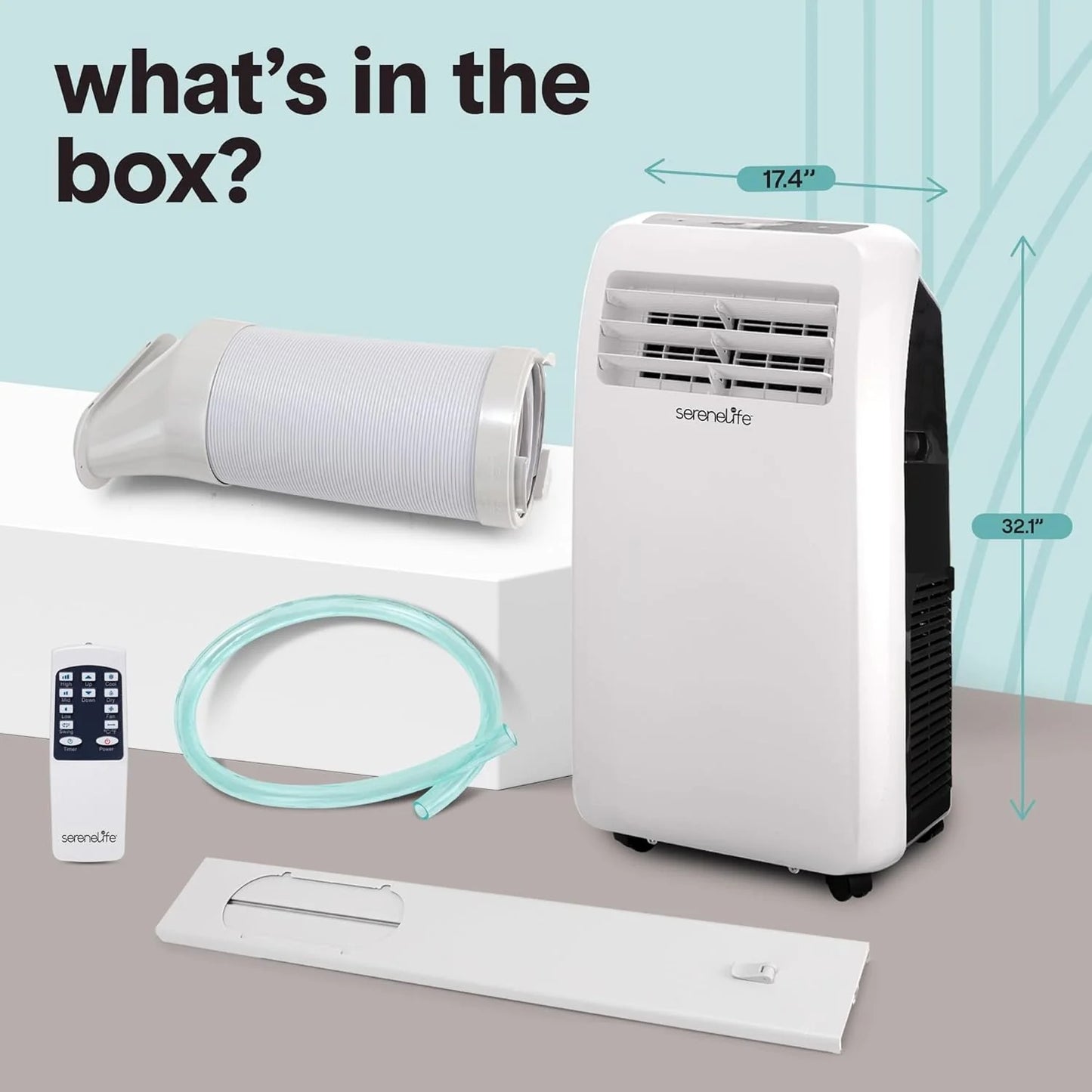 12000 BTU Portable Air Conditioner with Built-In Dehumidifier, Remote Control, Window Exhaust Kit